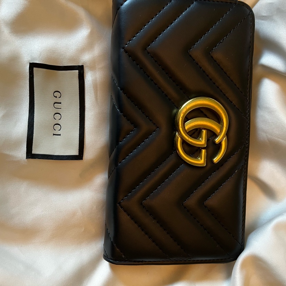 GG wallet black chevron print Marmont